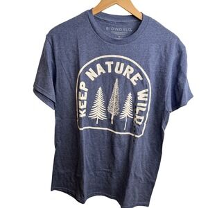 Bioworld Mens Keep Nature Wild Graphic T-Shirt M Blue Outdoor Adventure Tee Gorp